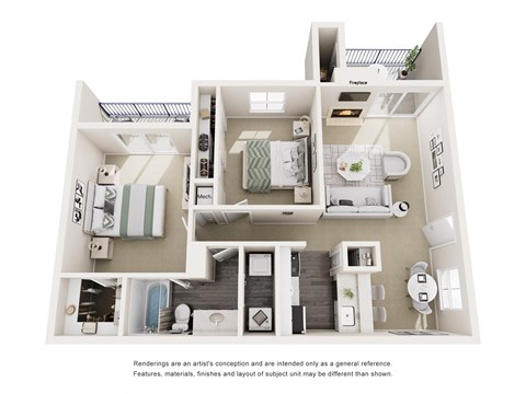 Floor plan for 2 beds, 1 bath, 902 sqft